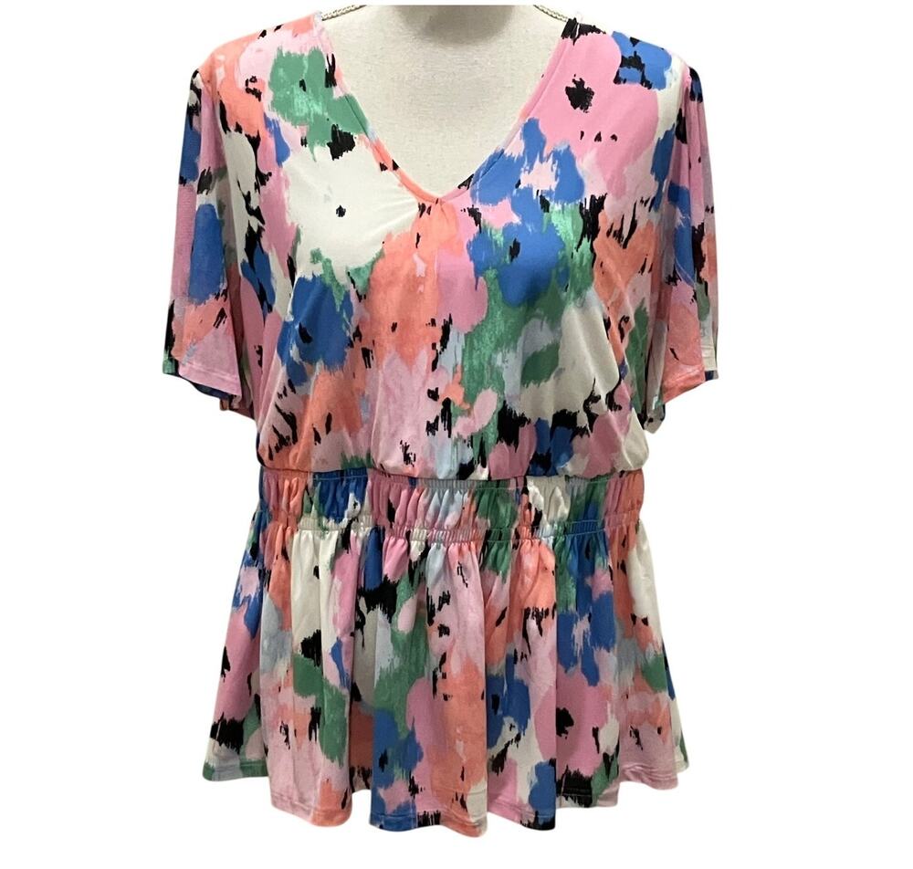 New Ava & Viv Multicolor Spring Floral Top XXL